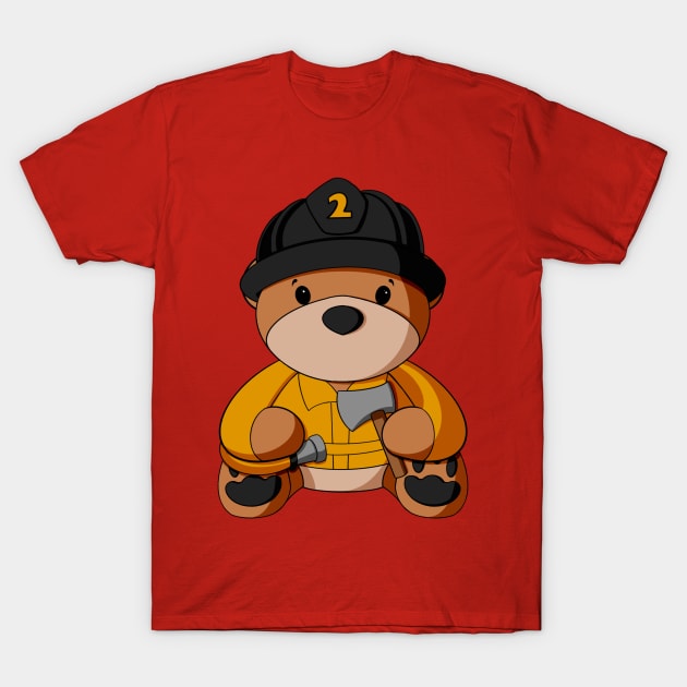 Yellow Uniform Fireman Teddy Bear T-Shirt by Alisha Ober Designs